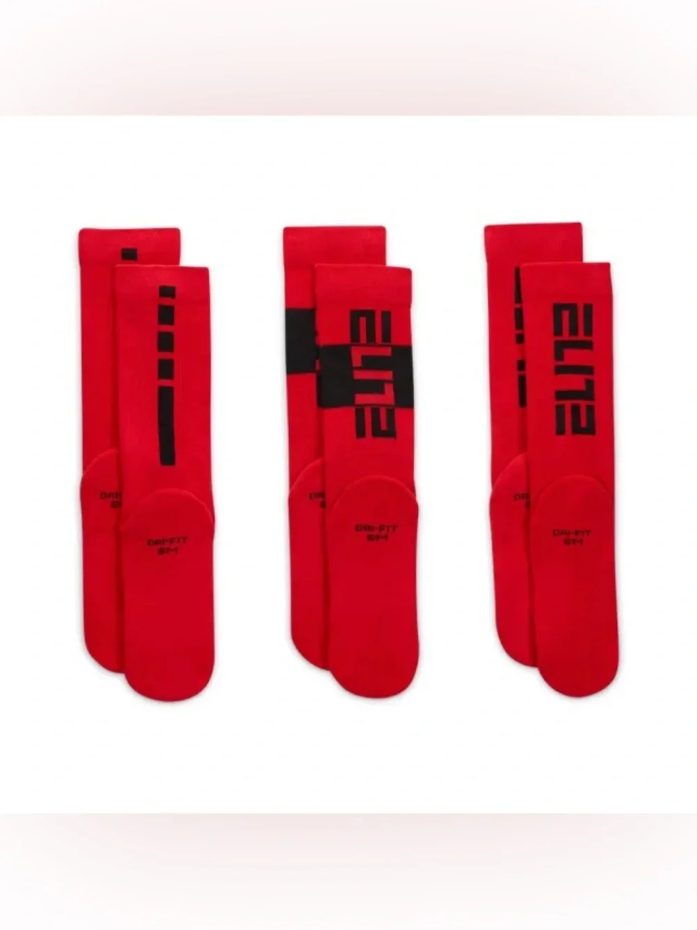 Nike Red Crew Athletic Socks 3-Pack with Black Accents
